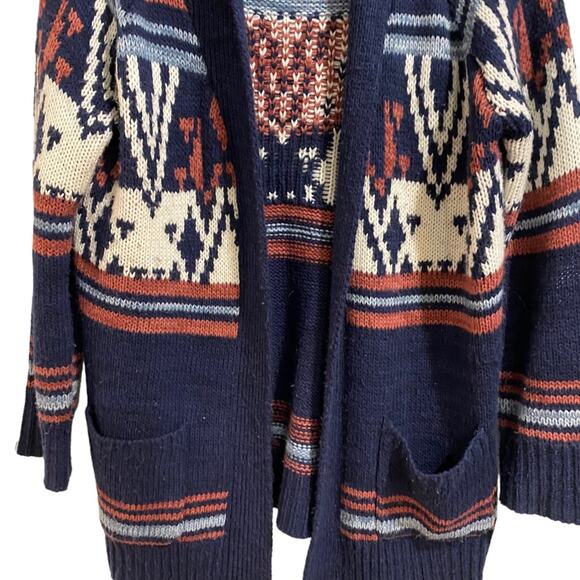 Pink Rose Blue Navajo Open Front Cardigan Sz L - Picture 4 of 11